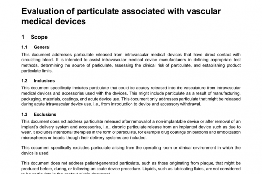 AAMI TIR42 pdf free download – Evaluation of particulate associated with vascular medical devices
