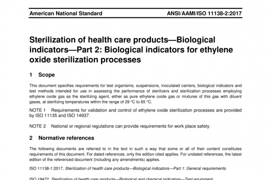 ANSI AAMI 11138-2 pdf free download – Biological indicators for ethylene oxide sterilization processes